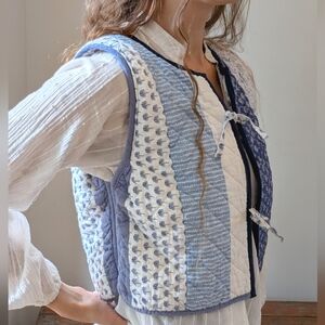 Blue and White Quilted Women's Vest